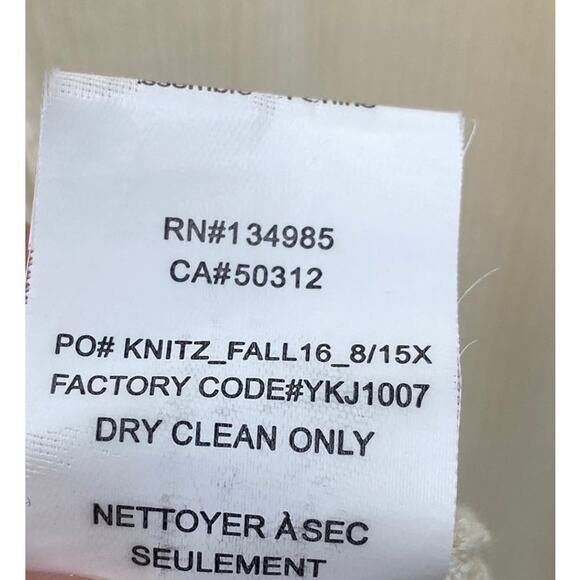 For Love & Lemons Knitz Delancey Mini Sweater Dress Ribbed Tie Neck Cream XS - Picture 13 of 13